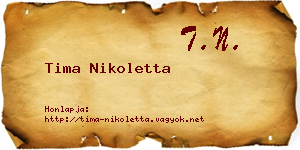 Tima Nikoletta névjegykártya